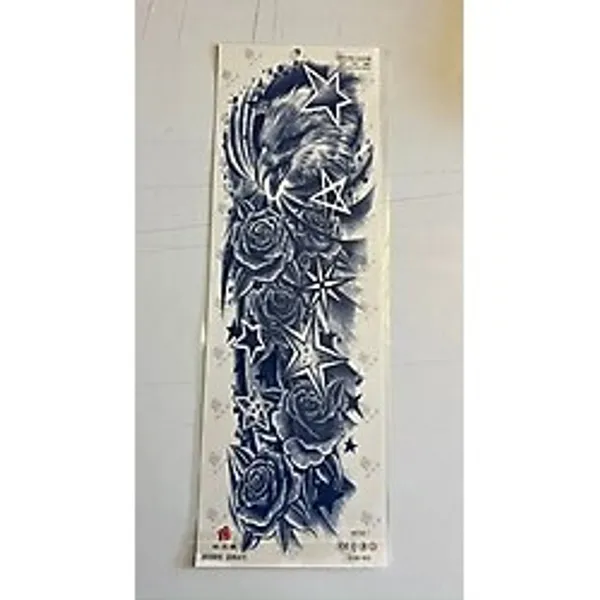 Airbrush Tattoo Yıldız Kartal 3 Hafta Kalıcı Tam Kol Bacak Kaplama Yapıştırma Geçici Dövme 46 Cm