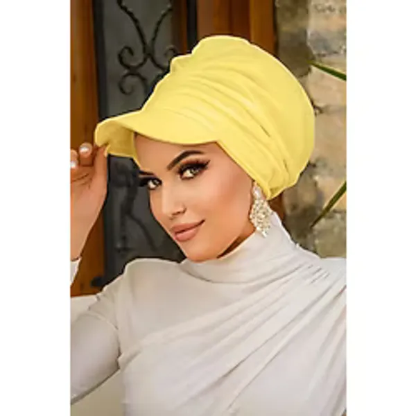 Aişe Tesettür Sarı Havuz & Deniz Şapkası / Mayo Üstüne Kullanılabilir