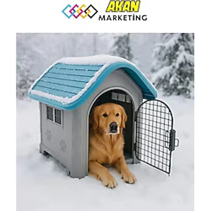 AKAN MARKETİNG Plastik Kedi ve Köpek Kulübesi Kapılı 85X71X66 cm - Mavi