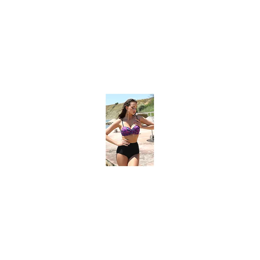 Akbeniz Kadın Yüksel Bel Straplez Mor Bikini 35006