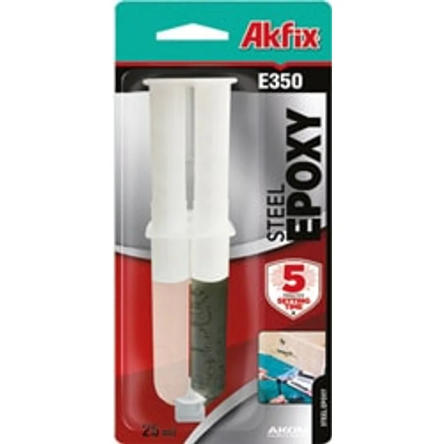 Akfix E350 25 ml Siyah Epoksi Çelik Yapıştırıcı Şırınga