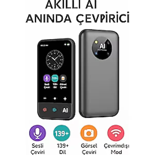 Akıllı AI Anında Dil Çeviri Cihazı 139+ Dil Sesli & Görsel Çeviri Çevrimdışı Mod Anlık Çeviri Cihazı