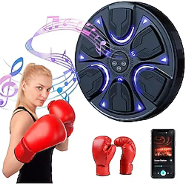Akıllı Boks Standı Müzikli Boks Makinesi Eldivenli Yetişkin Çocuk Egzersiz Boks Spor Ekipmanı Siyah