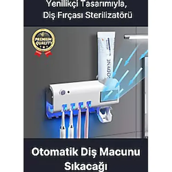 Akıllı Güneş Enerjili Usb Şarjlı Diş Macunu Sıkacağı 4 Diş Fırçası Uv Işık Sterilizatörü Temizleyici