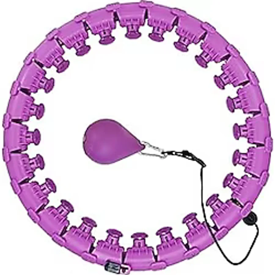 Akıllı Hulahop Çemberi - 24 Parçalı 360° Ayarlanabilir Masajlı Zayıflama ve Spor Halkası (Mor)