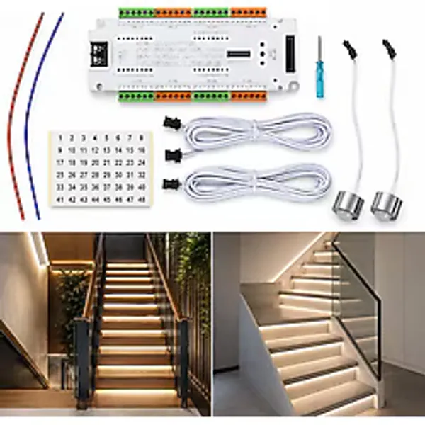Akıllı Merdiven Aydınlatması lamba PIR hareket sensör STEP-1002 basamak adım kontrol 12V-24V Kontrol Sistemi SMD COB tek renkli LED şerit cihaz