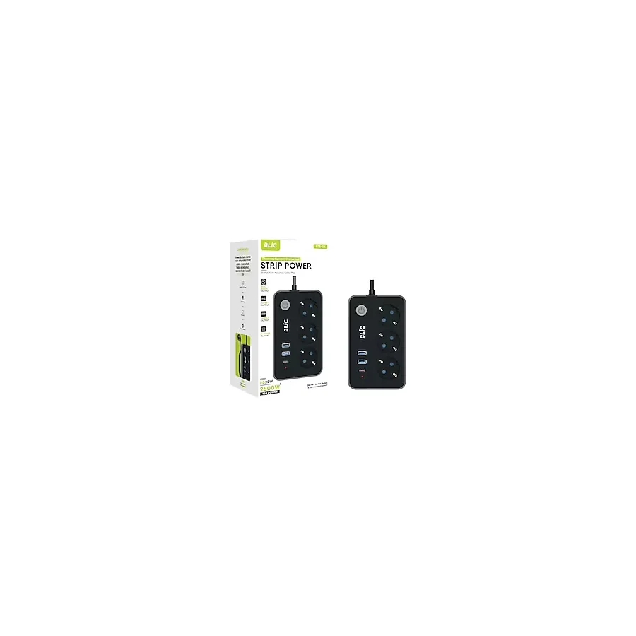 Akım Korumalı Priz, 3x Priz Soketi, 2x Usb Girişi, 1x Type-C Girişi, Tasarruflu Uzatma Kablosu, Çocuk Korumalı Adaptör (2 Metre)