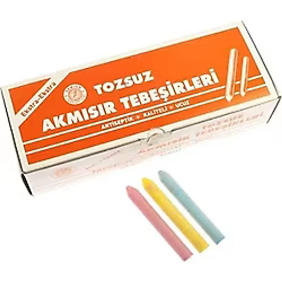 Akmısır Tozsuz Tebeşir 100 Lü Renkli (1 Koli 10 Paket 1000 Adet)