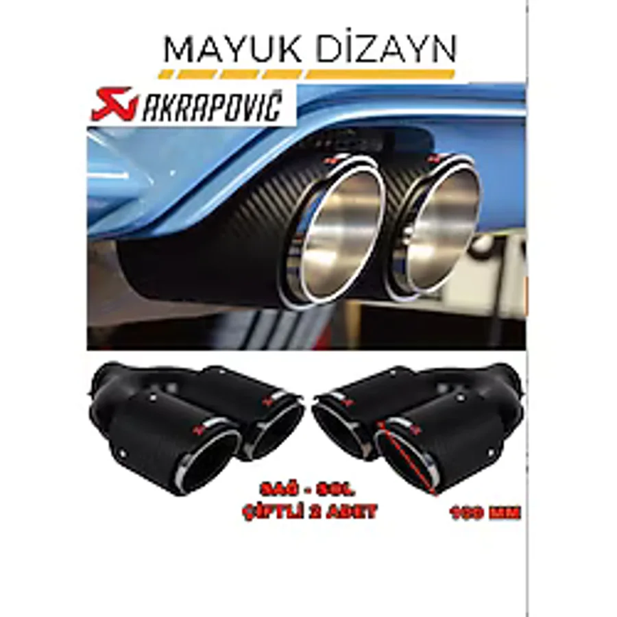 Akrapovic Akrapoviç Karbon Egzoz Ucu Çift Çıkış 100 Mm Arka Sağ-sol 2 Adet --mayuk Dizayn