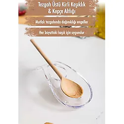 Akrilik Şeffaf Tezgah Üstü Kirli Kaşıklık & Kepçe Altlığı - Çok Renkli