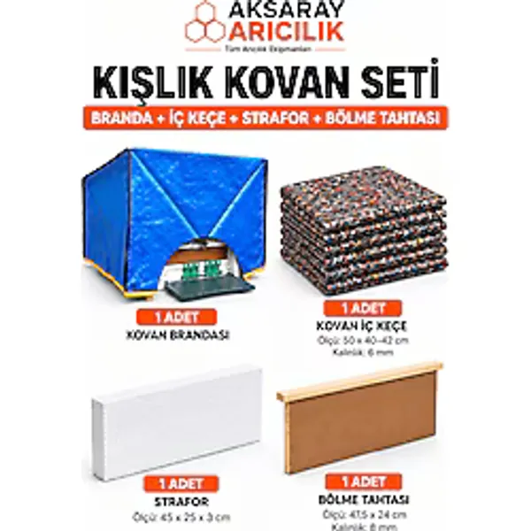 Aksaray Arıcılık Kışlık Arıcılık Seti Arı Kovanı Koruma Seti Branda İç Keçe Strafor Bölme Tahtası Arıcılık Ekipmanları