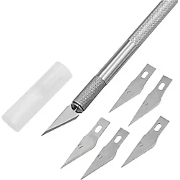 Akses Dünya Neşter Kretuar Bıçağı 12 cm Ergonomik Metal Saplı 5 Yedek Uç ile Kırtasiye Ürünü