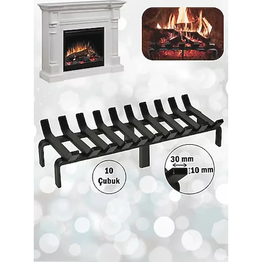 Aktepe Group Şömine Izgarası 10 Çubuklu 60 Cm X 32 Cm Ekstra Dar Gözlü Izgara