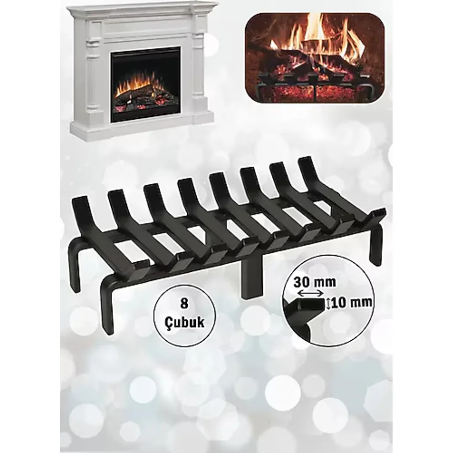 Aktepe Group Şömine Izgarası 8 Çubuklu 48 Cm X 32 Cm Ekstra Dar Gözlü Izgara