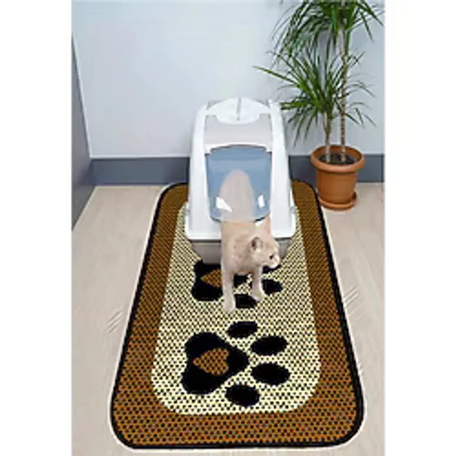 Aktunç Xxl Büyük Boy Elekli Tuvalet Önü Desenli Kedi Kumu Paspası 60X120 cm - 60 x 120 cm - Açık Kahve