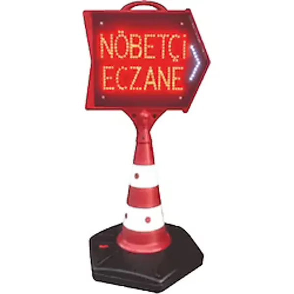 Akülü Işıklı Nöbetçi Eczane Dubası LED Ok Yönlü Duba