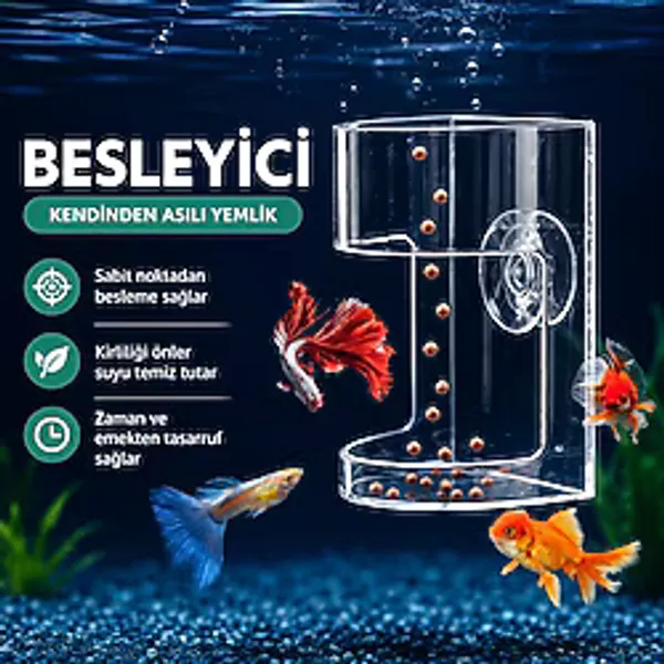 Akvaryum Yemleme Halkası Vantuzlu Akrilik Balık Yemliği Yem Dağılmasını Önleyen Yem Besleme Aparatı