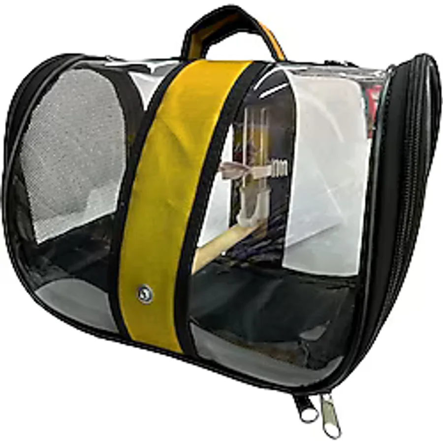 Ala Pet Tropheus Suluklu Kuş Taşıma Çantası (Tahta Tünekli), (33CMX23CMX22CM) - 02-Sarı