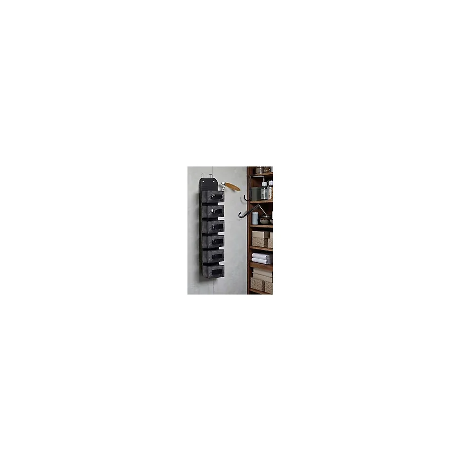 ALAS 6 Katlı Askılı Organizer Kapı Arkası Düzenleyici Raf - Siyah - 62x120