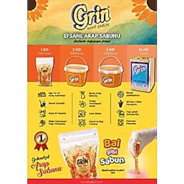 ALAVAN 3 Kg Jel Arap Sabunu Grin Ayçiçek Yağlı Kokulu Jel Sabun Deterjan Alternatifi Yüzey Temizleyici