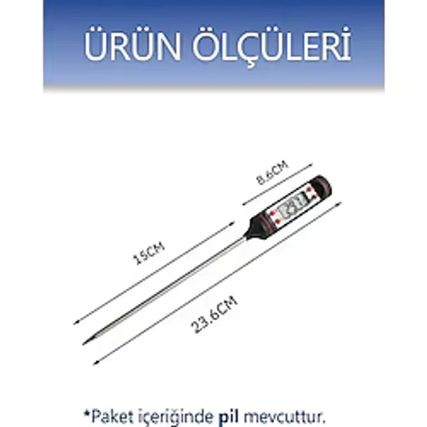 Albergio Gıda Termometresi Dijital -50°c / +300°C Aralığı - Yemek, Et, Sıvı ve Bebek Maması Isı Ölçer - 0 - Siyah