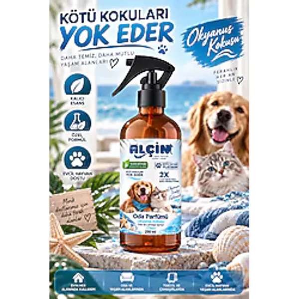ALÇİN Kedi Köpek Koku Giderici Sprey 250 ml - Kedi Çiş ve İdrar Kokusu Giderici, Okyanus Oda ve Tekstil Parfümü