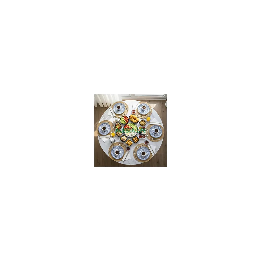 Alesta Life 100 Cm Çap - Beyaz Desenli Katlanabilir Yer Sofrası - Oyun Masası - 21 Cm Yükseklik