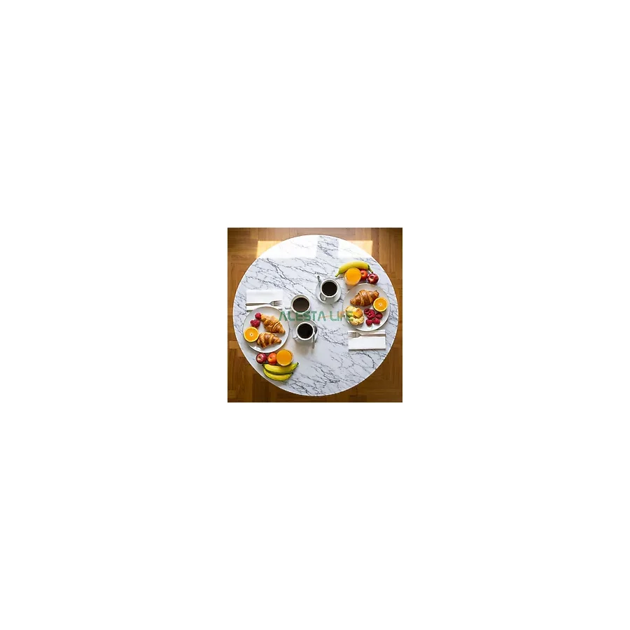 Alesta Life 70 Cm Çap - Beyaz Desenli Katlanabilir Yer Sofrası Hamur Açma Tahtası Oyun Masası - 21 Cm Yükseklik
