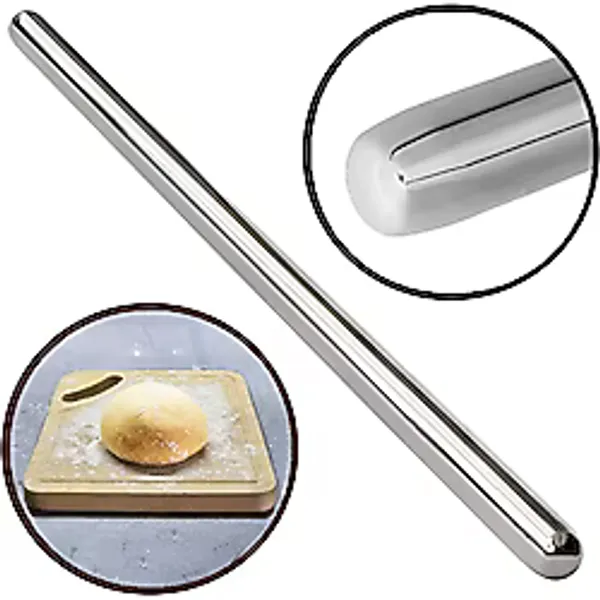 Aletçantam 120cm Çelik Oklava 304 Kalite Paslanmaz Çelik Krom Metal Hamur Börek Baklava Yufka Açma Oklavası Gri