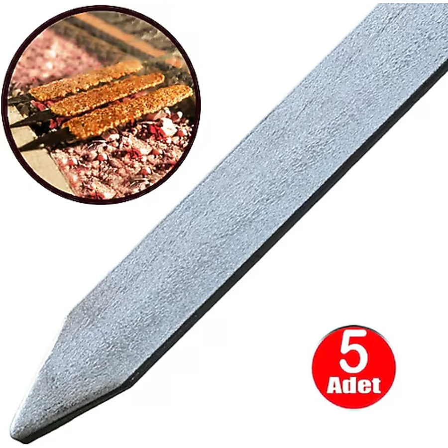 Aletcantam Adana Sis Yassi Demir Mangal Barbeku Kebap Beyti Kiyma Sisi 50Cm - 5 Adet