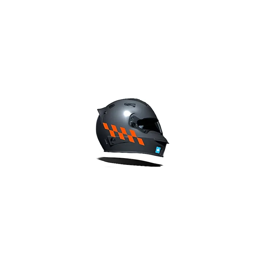 Alev Turuncusu Damalı Kask Motosiklet Sticker Takımı Çınar Extreme