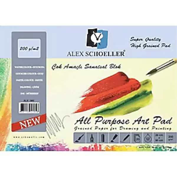 Alex Schoeller Resim Bloğu 35x50 cm (9 Adet Renkli Defter + 11 Adet Beyaz Resim Kağıdı 200 gr)