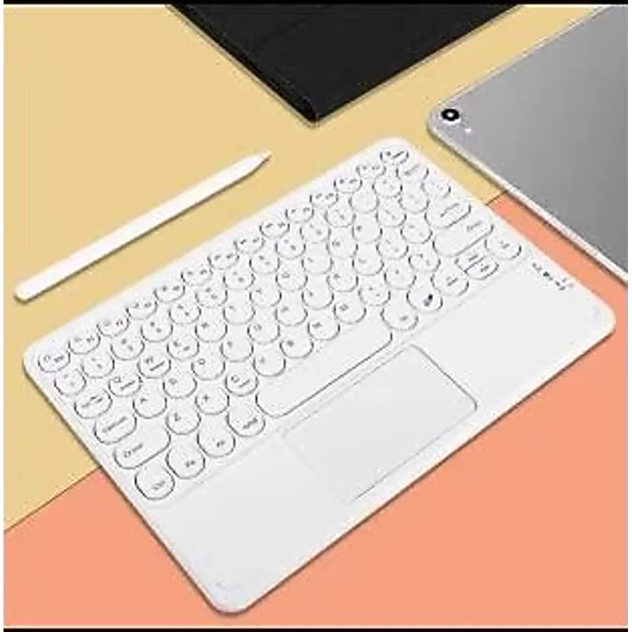 Alfa MEC Apple Ipad 9. 8. 7. Nesil 10.2" 2021 Bluetooth Klavye Touchpad Slim Kablosuz Wifi Q Klavye - Beyaz