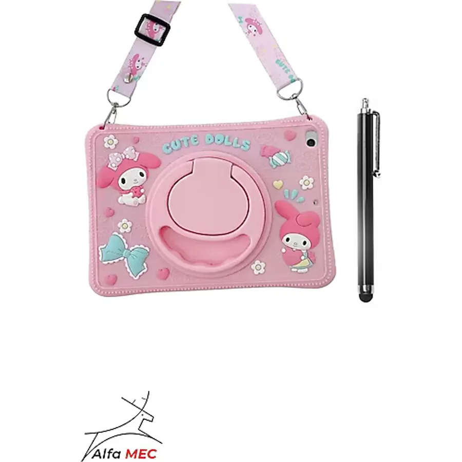 Alfa MEC Samsung Galaxy Tab A9 Plus 11 inç X210 X215 X216 Uyumlu Cute Dolls Standlı Çocuklara Özel Karakterli