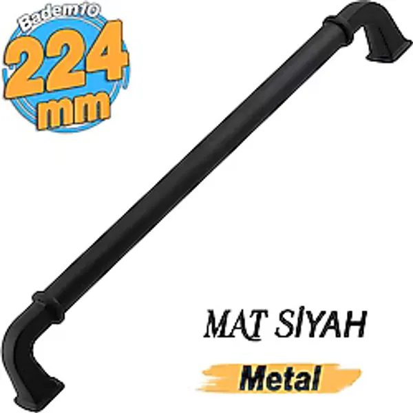 Alfa Metal Mat Siyah Kulp 224 mm 22.4 cm Mobilya Çekmece Mutfak Dolabı Dolap Kapak Kulp Kulb Kulpu