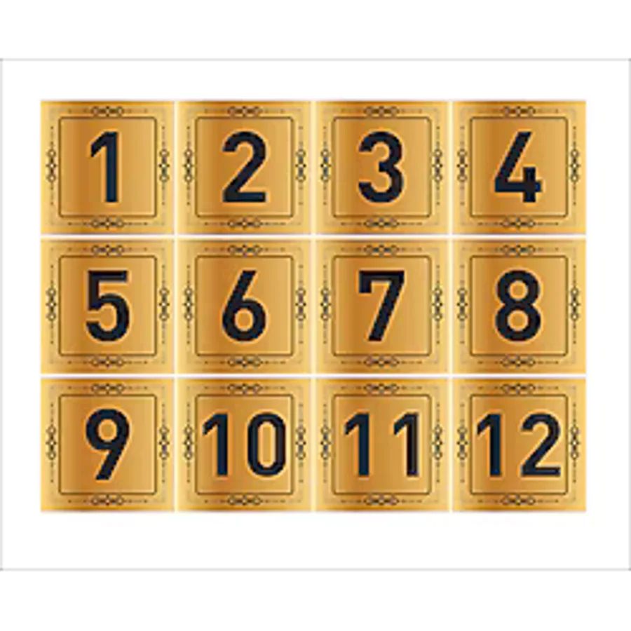 ALFA REKLAM AJANSI DAİRE KAPI NUMARASI MASA NUMARASI DOLAP NUMARASI GOLD GÜMÜŞ METAL 1 DEN 12YE KADAR