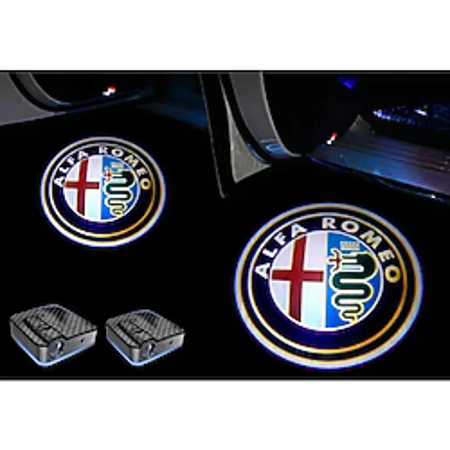 Alfa Romeo Araçlar İçin Pilli Yapıştırmalı Kapı Altı Led Logo