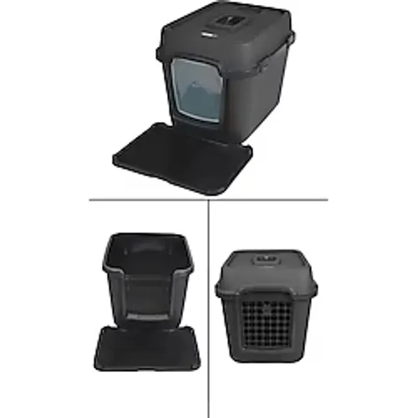 Alfa Xxl 3 Fonksiyonlu Ultra Lüx Kapalı Kedi Tuvaleti ve Kedi , Köpek Taşıma Çantası 67 x 52 x 51 cm - Antrasit