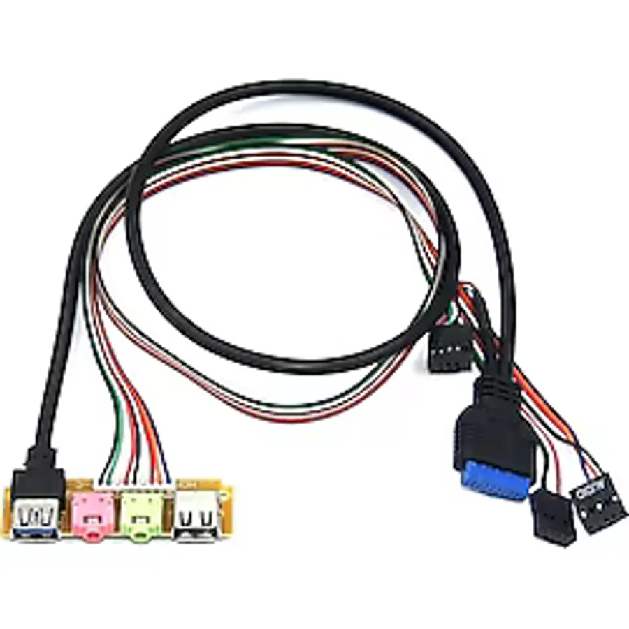 Alfais 4986 PC Ön Panel 9 19 Pin Usb 2.0 2.0 3.5mm Port Kulaklık Mikrofon Çevirici Kablosu