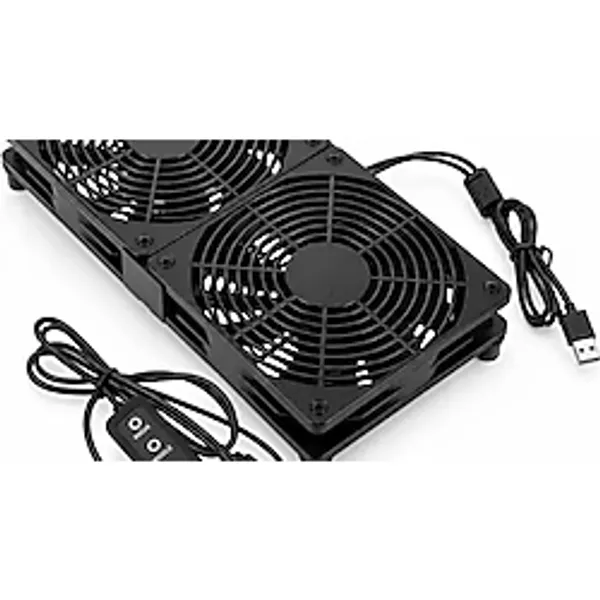 Alfais 6036 Çift USB Soğutucu Fan Laptop Modem Konsol Altı 240mm 5V 3 Kademe Hız Ayarlı ON OFF Kontrol
