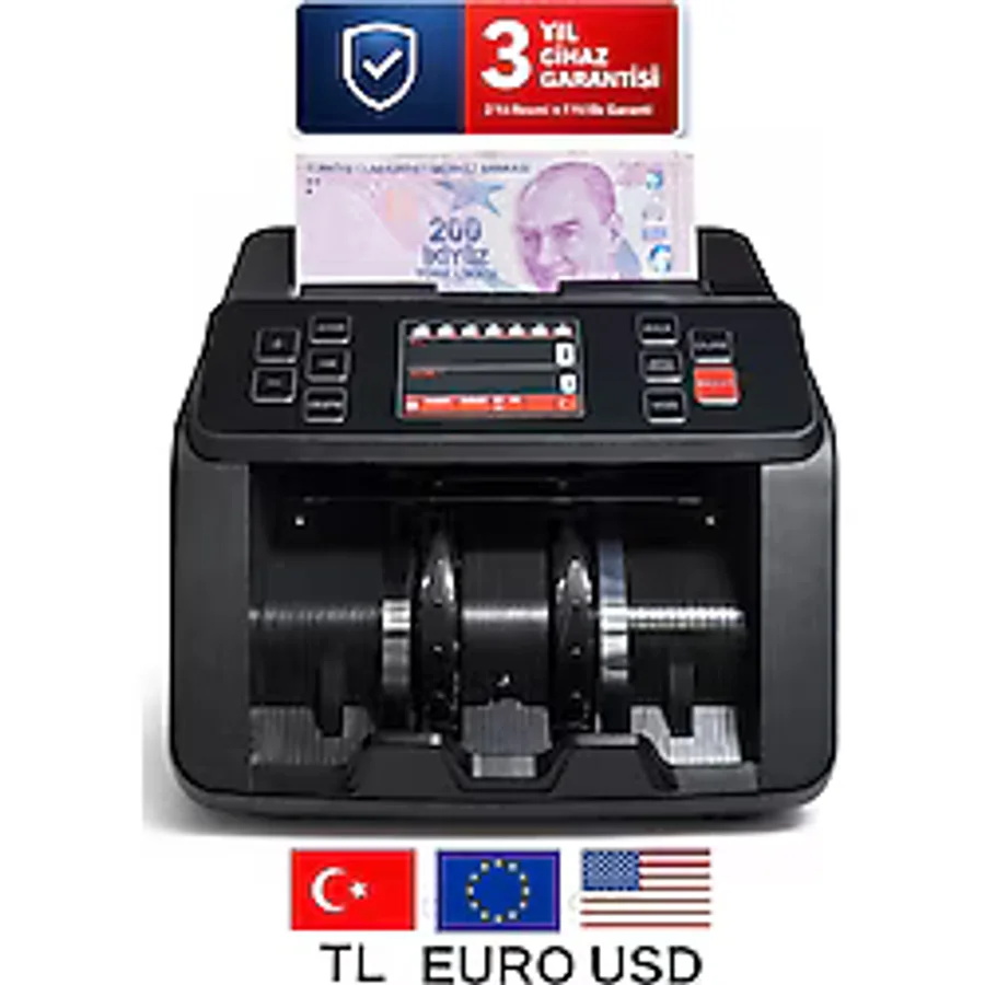 AlGeliyo Sesli Karışık Para Sayma Makinesi MIX 80, Tl Ve Euro Karışık Sayım - Dolar Adet Sayım Müşteri Ekranı