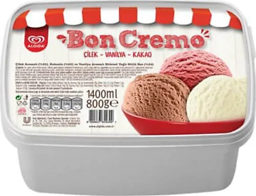 Algida Boncremo Kakao Vanilya Çilek 1400 ml Dondurma