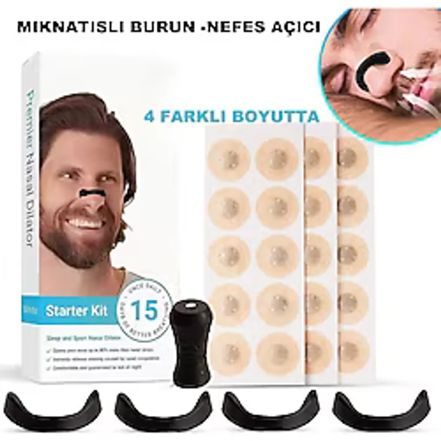 Alida Burun Aparatı Mıknatıslı Burun Dilatörü 4'lü Set - 30'lu Yedek Bantlı Paket - Bej