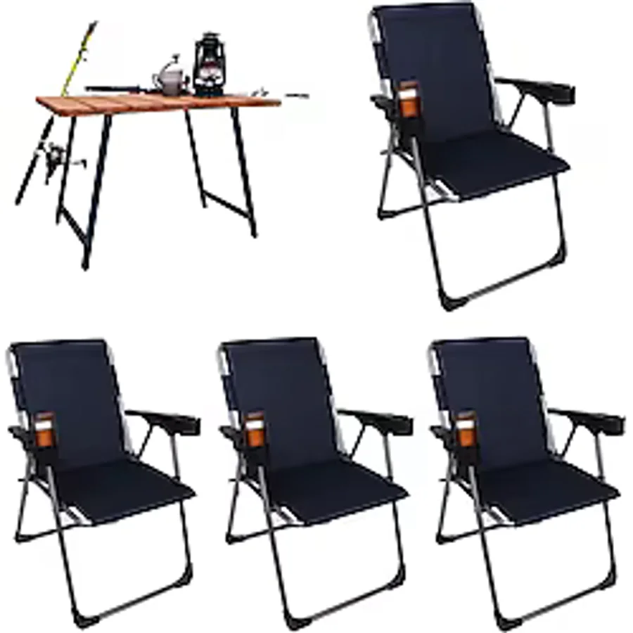 Alin 70x52 cm 4 Kişilik Ahşap Kamp Masa Sandalye Takımı