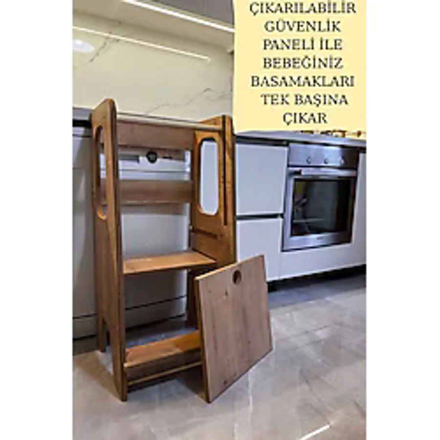 Alisyum Çift Taraflı Güvenlik Panelli Öğrenme Kulesi Bebek Öğrenme Kulesi Bebek Merdiveni
