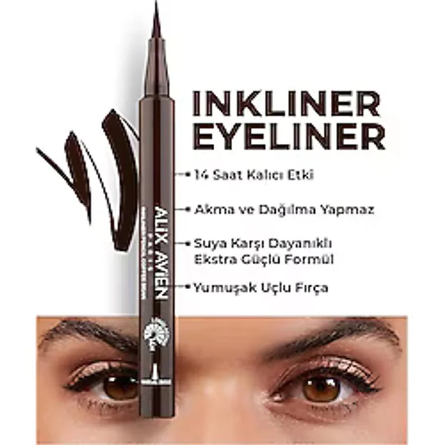 Alix Avien Uzun Süre Kalıcı, Suya Dayanıklı Ve Yumuşak Uçlu Kahverengi Göz Kalemi- Inkliner Eyeliner Coffe Bean