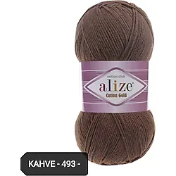 Alize Cotton Gold Amigurumi Ipi 100 gr El Örgü Ipi Pamuk Akrilik 493 Kahve Örgü Ipi