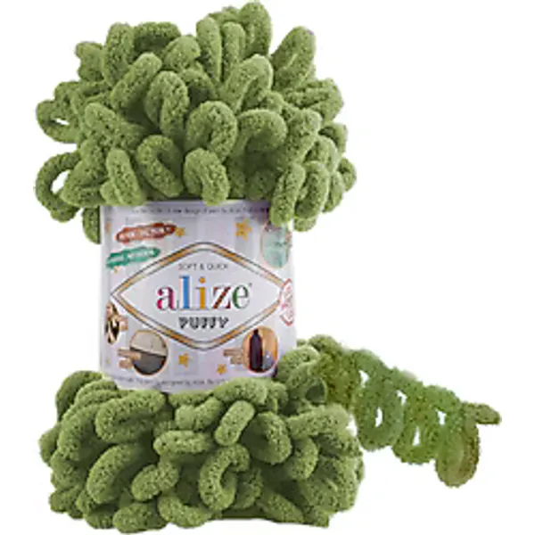 Alize Puffy 100 gr El Örgü İpi 485 Kaplumbağa Yeşili