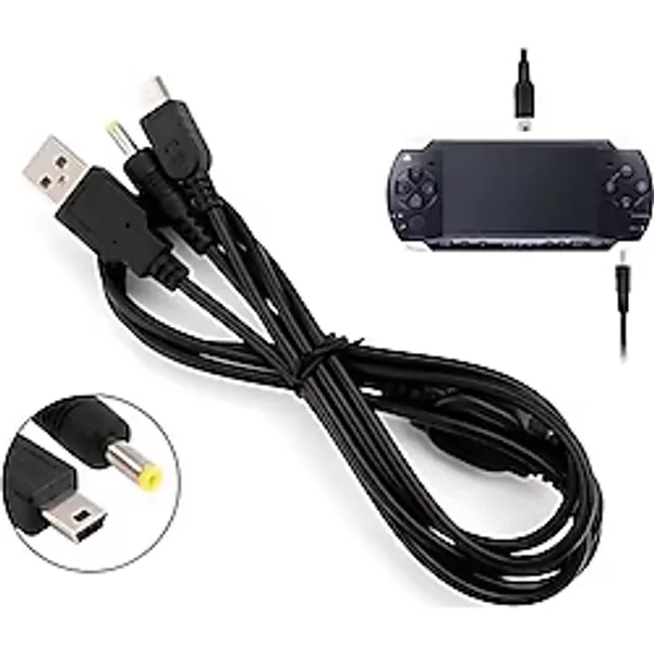 Alkar Store Pop Konsol Psp Şarj ve Data Kablosu Psp 1000 2000 3000 E1004 Uyumlu Playstation Portable Film Video Müzik Oyun Transfer 2in1 USB Kablo - Option-1