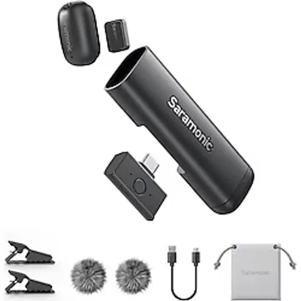 Alkar Store Saramonic iPhone 17/16/15 ve Android İçin Air Se Kablosuz Mini Mikrofon, 48KHZ/24-BIT, Aı Gürültü Engelleme, Röportaj Youtube Tiktok Podcast Vlogging İçin Içerik Oluşturucu Mikrofonlar Kli